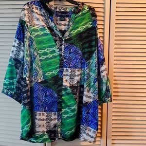 Susan Graver Women's 3X Vibrant Blouse